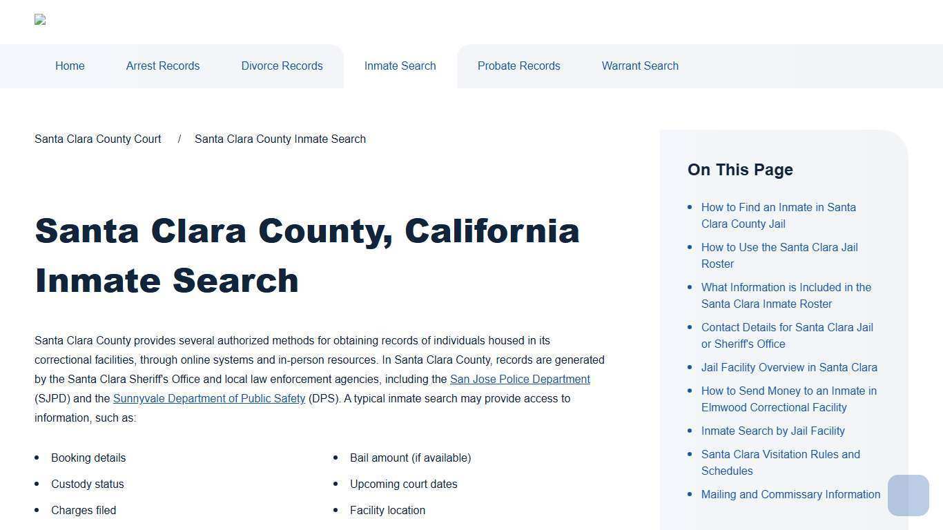 Santa Clara County Inmate Search | Santa Clara County Court