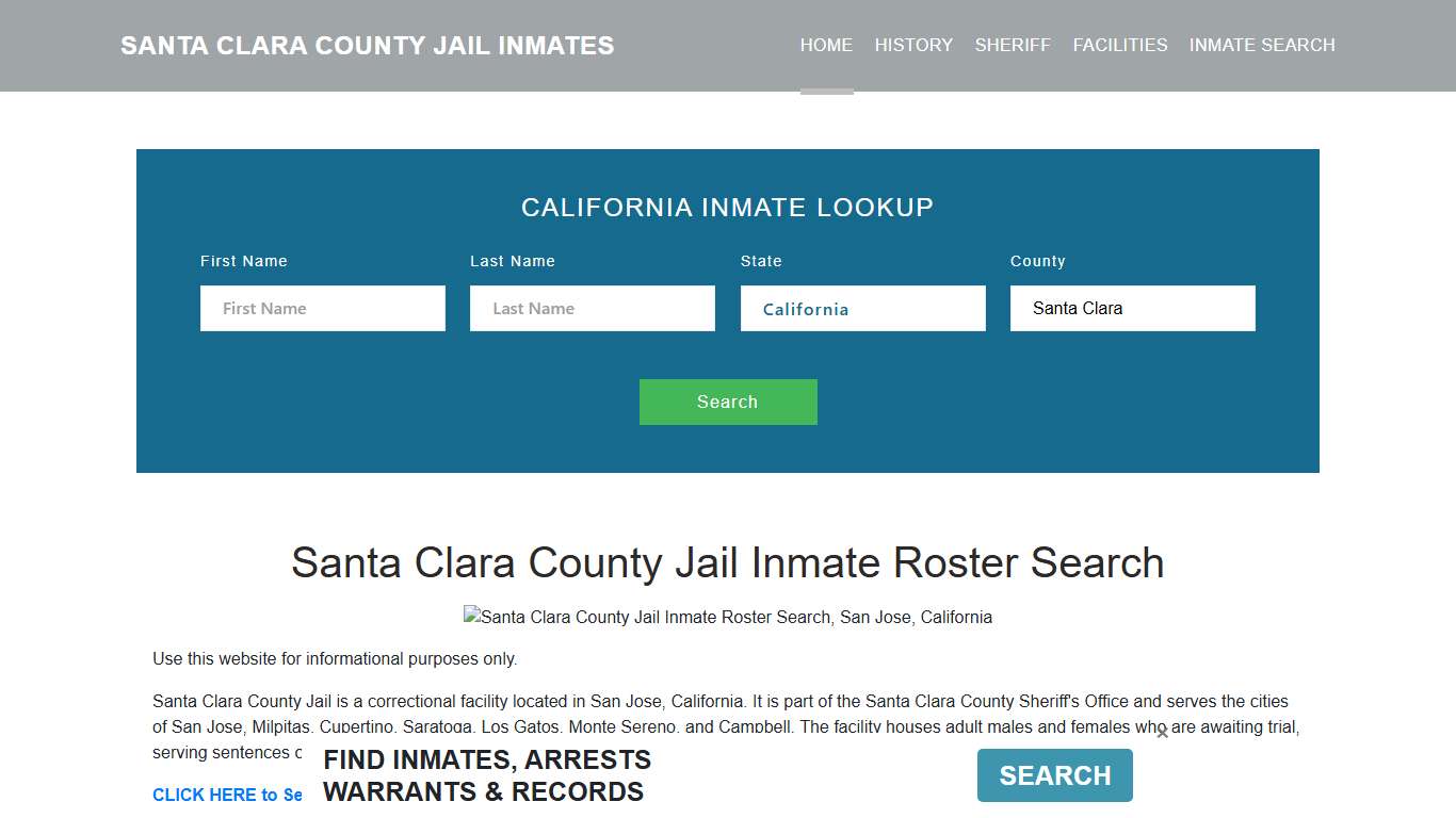 Santa Clara County Jail Inmate Roster Lookup, San Jose, CA